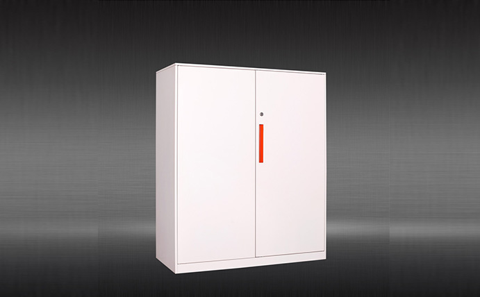 H1090mm White Steel Storage Cupboard with 2 Adjustable Shelves Inside